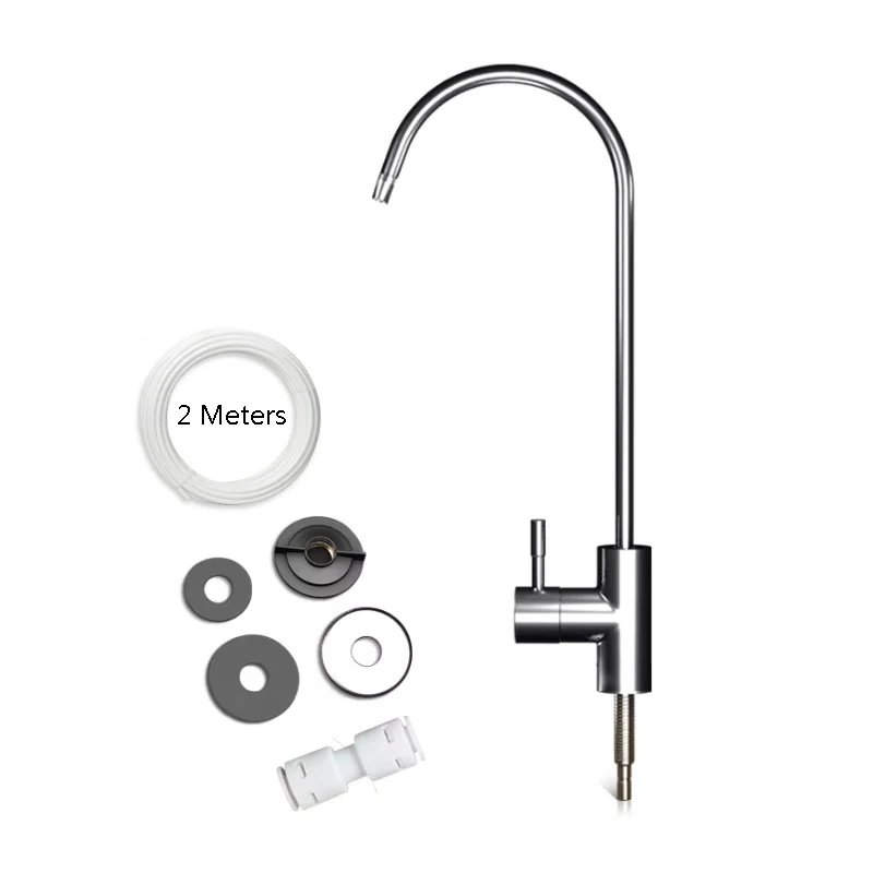 

304 Stainless Steel Kitchen Water Faucet 1/4 Inch Connect Hose Filters Parts Purifier Direct Drinking Tap with 2m tube