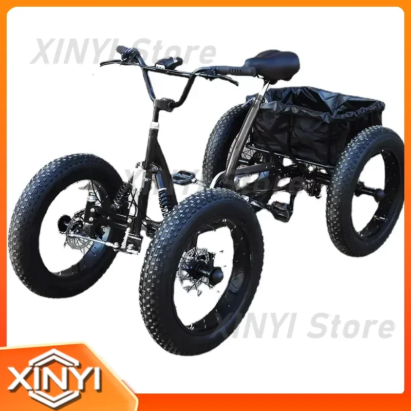 for 2025 Latest Tire Pedal Quad Bike Snow Quad 4 Wheel Bicycle Suitable for All Mid Drive Motor
