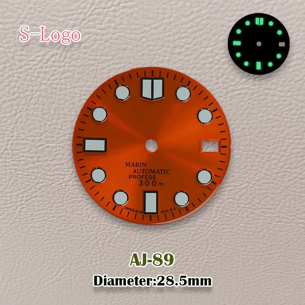 28.5mm S Logo NH35 Watch Dial Modification Parts With Sun Pattern Dial And Bright Accessories Suitable For NH35 Movement Repair
