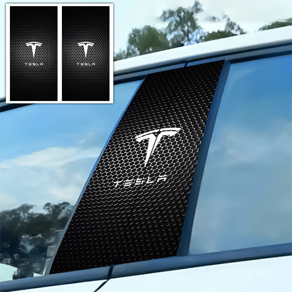 

Car Stickers B-Pillar Center Column Decoration Cover PET Decal for Tesla Model 3 Model S Model X Model Y Cybertruck Roadster