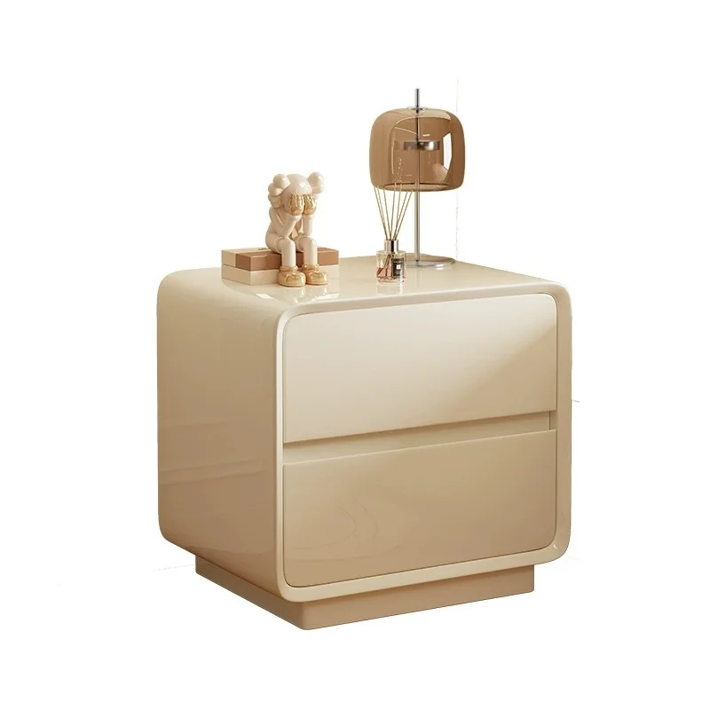 

bedside table, solid wood, paint, household, bedroom, small, creamy, light luxury