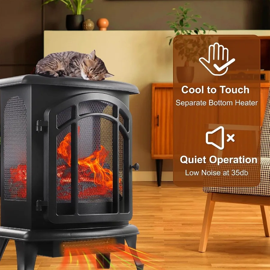 مدفأة كهربائية قائمة بذاتها مع سجلات واقعية وتأثير لهب LED ثلاثي الأبعاد للاستخدام الداخلي كسخان مساحة يتميز بجهاز تحكم عن بعد