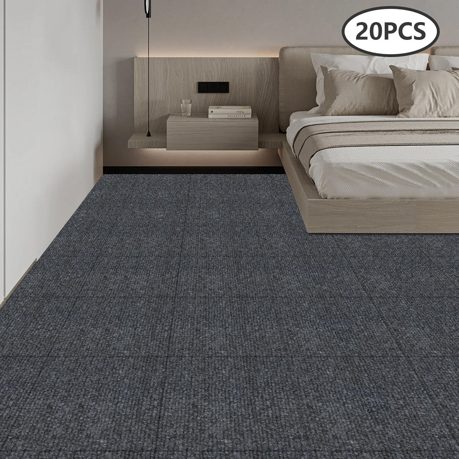 20er-Pack ineinandergreifende Bodenfliesen 50x50 cm DIY Teppichfliesen für Spielzimmer & Heimfitness Rutschfeste, geräuschdämmende Modulmatten