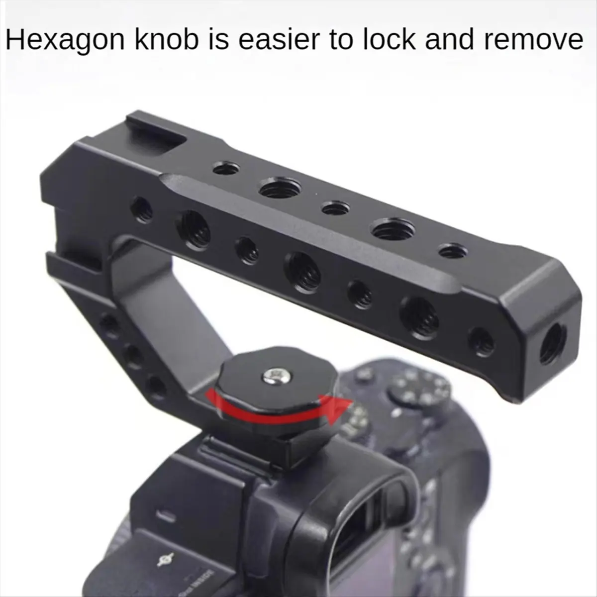 ABJA Universal DSLR Camera Rig Top Handle Three Cold Shoe Adapter Mount for LED Light Microphone Metal Cheese Handle Grip