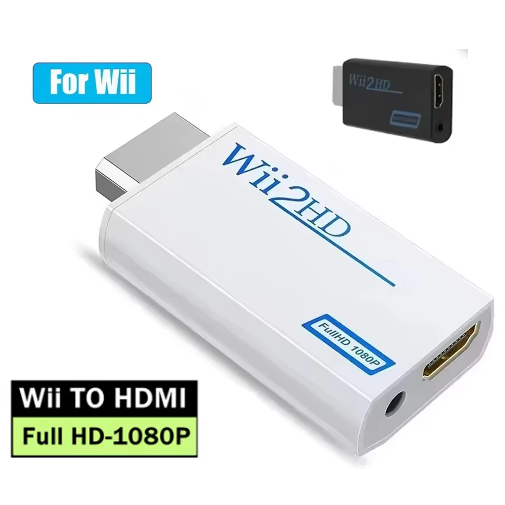 محول HDMI لوحدة التحكم Wii Full HD 1080P محول لـ Wii 2 HDMI 3.5 مللي متر كابل الصوت لعرض شاشة الكمبيوتر HDTV