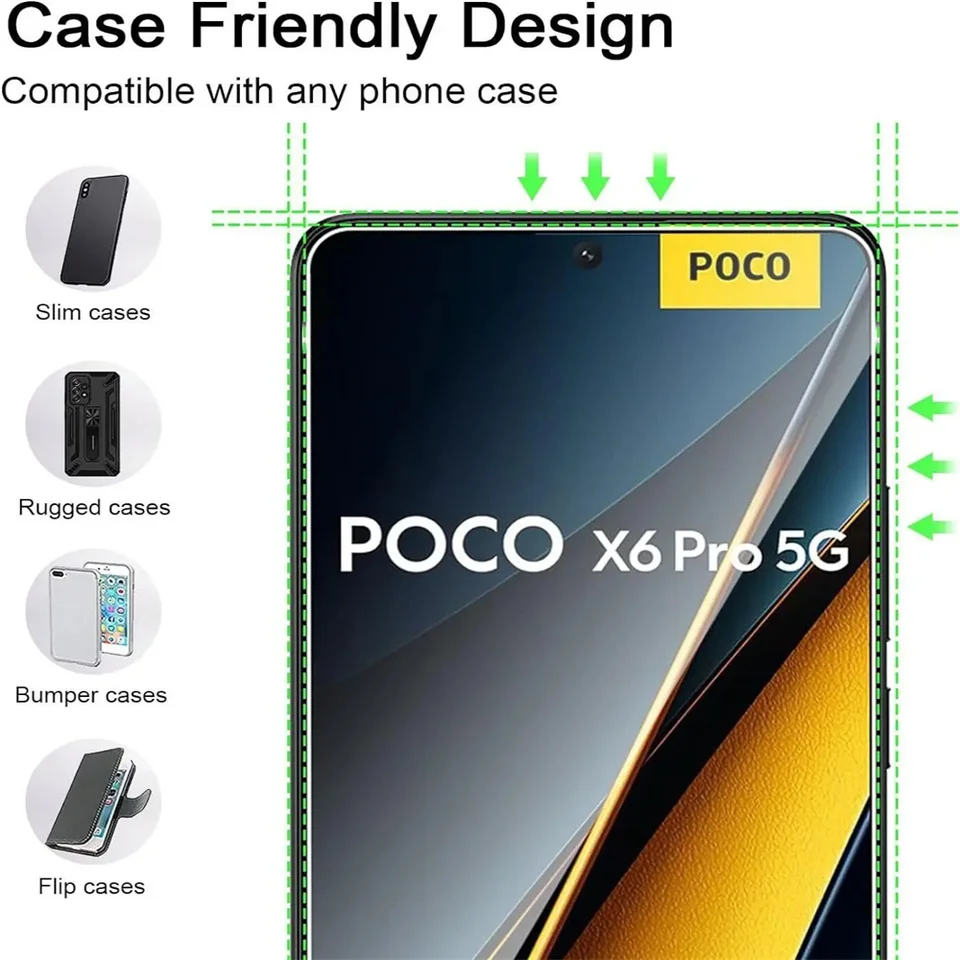 4 piezas vidrio templado para POCO X8 X6 X7 X5 X4 X3 F7 F6 F5 GT Pro, protectores de pantalla para POCO M7 M6 M5 M3 Pro 5G, vidrio protector 2