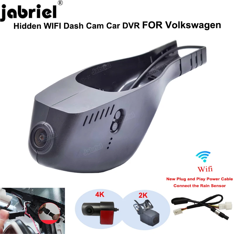 Jabriel DashCam Wifi Car DVR for Volkswagen VW Passat Tiguan Tarek Atlas Polo Touran Taigun Golf Arteon Sharan Arteon Skoda Seat