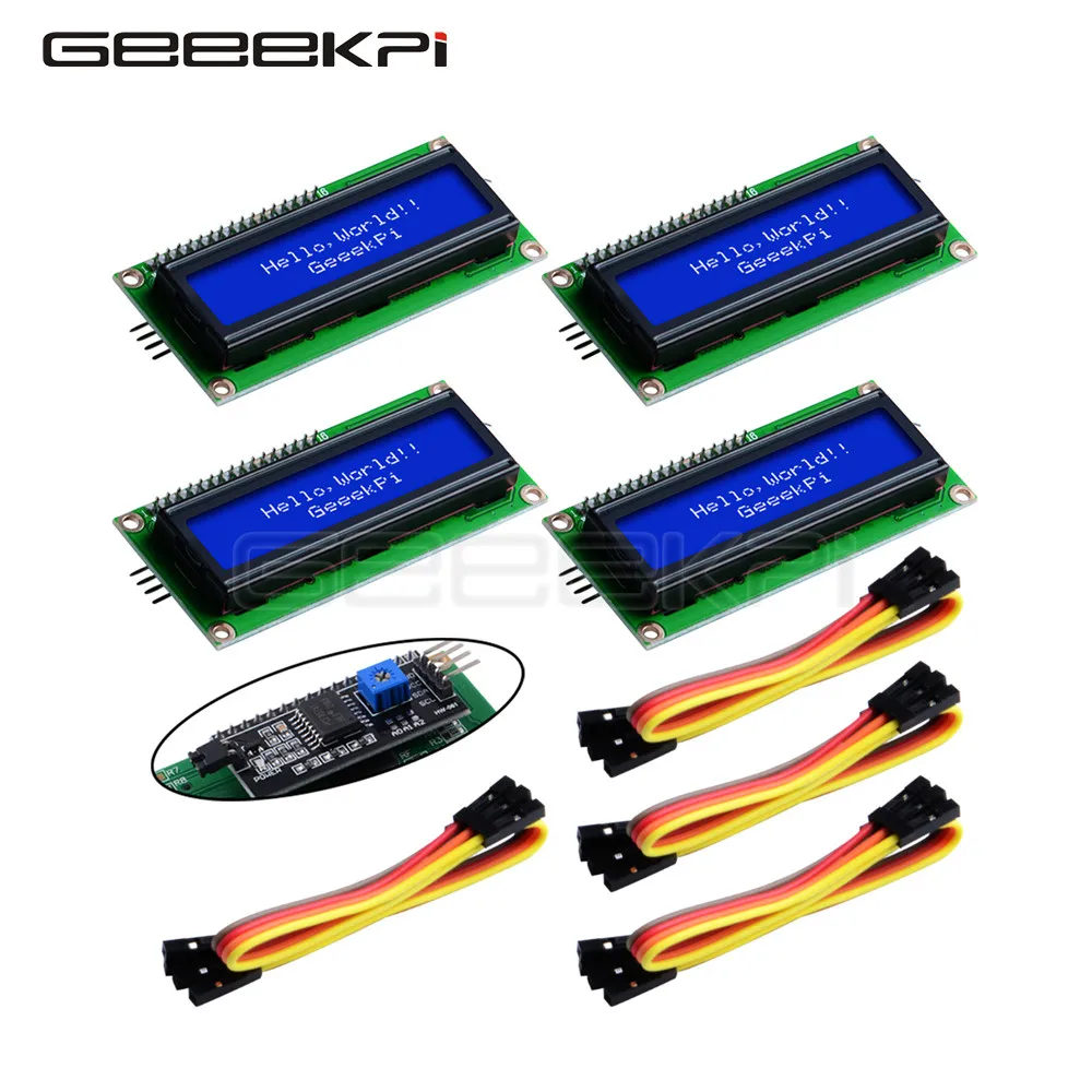 GeeekPi IIC/I2C TWI Serial LCD 1602 16x2 Display Module with I2C Interface Adapter Blue Backlight