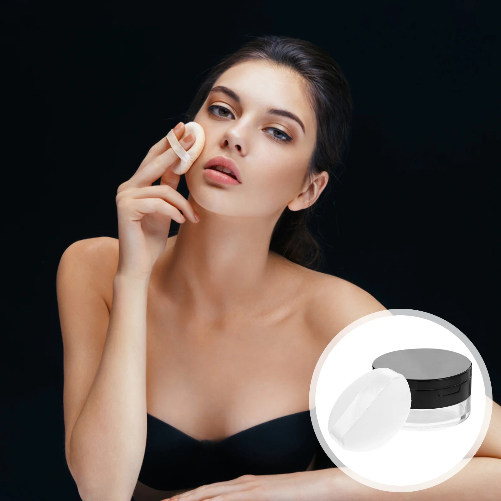 

Loose Powder Case Double Layer Mesh Design Portable Empty Makeup Container With Mirror For Daily Use Powder Puff Holder