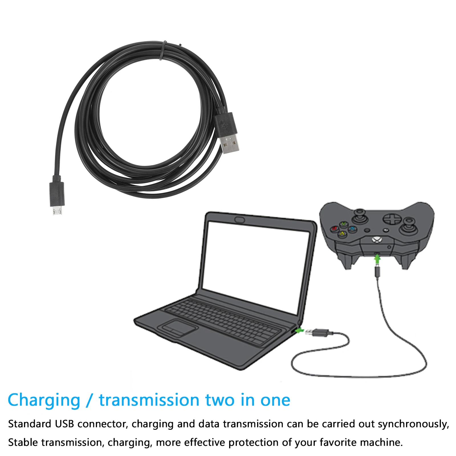 

2pcs Usb Charging Cables Fast Data Lines 3M Long Universal 2.0 Interface Compatible With Ps4 One Game Machine Cable Line