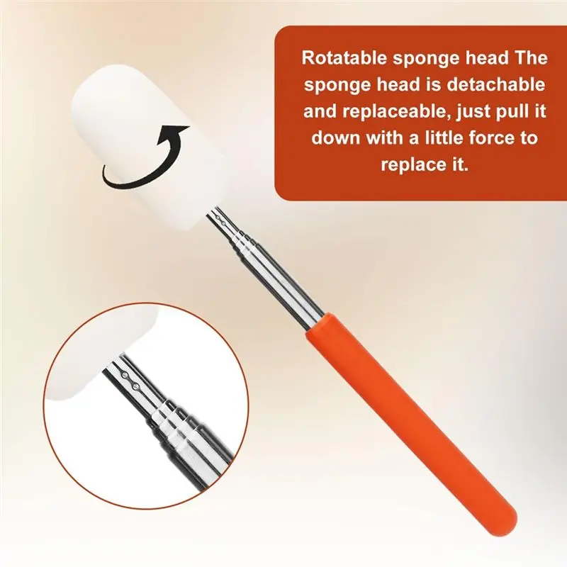 Easy Use 2Pcs Telescoping Sponge Stick For Pottery, Retractable Mud Tools Clay Sponge On A Stick With Handle