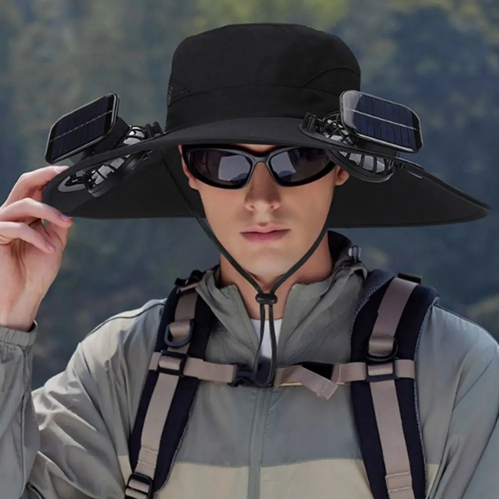 

Креативная солнцезащитная кепка с вентилятором и защитой от УФ-излучения, с широкими полями и солнечной зарядкой ​ ​ Перезаряжаемый ​ ​ Дышащая рыбацкая шляпа для мужчин
