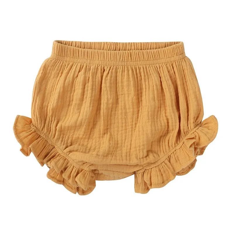 Newborn Infant Solid Ruffle Bloomers Pleated Cotton Muslin Baby Shorts Kids Casual PP Pants Summer Baby Girl Underwear 0-24M - view 4