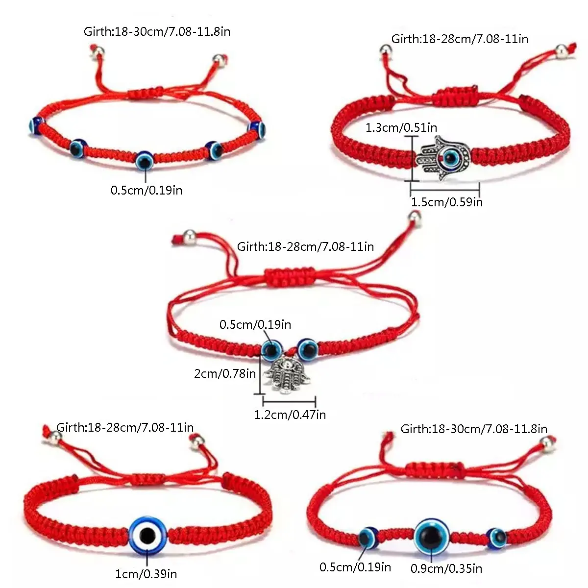 2024 Fashion Eye Palm Devil's Eye Lucky Red Rope Hot Selling Handwoven Adjustable Bracelet DIY Party Jewelry Gifts