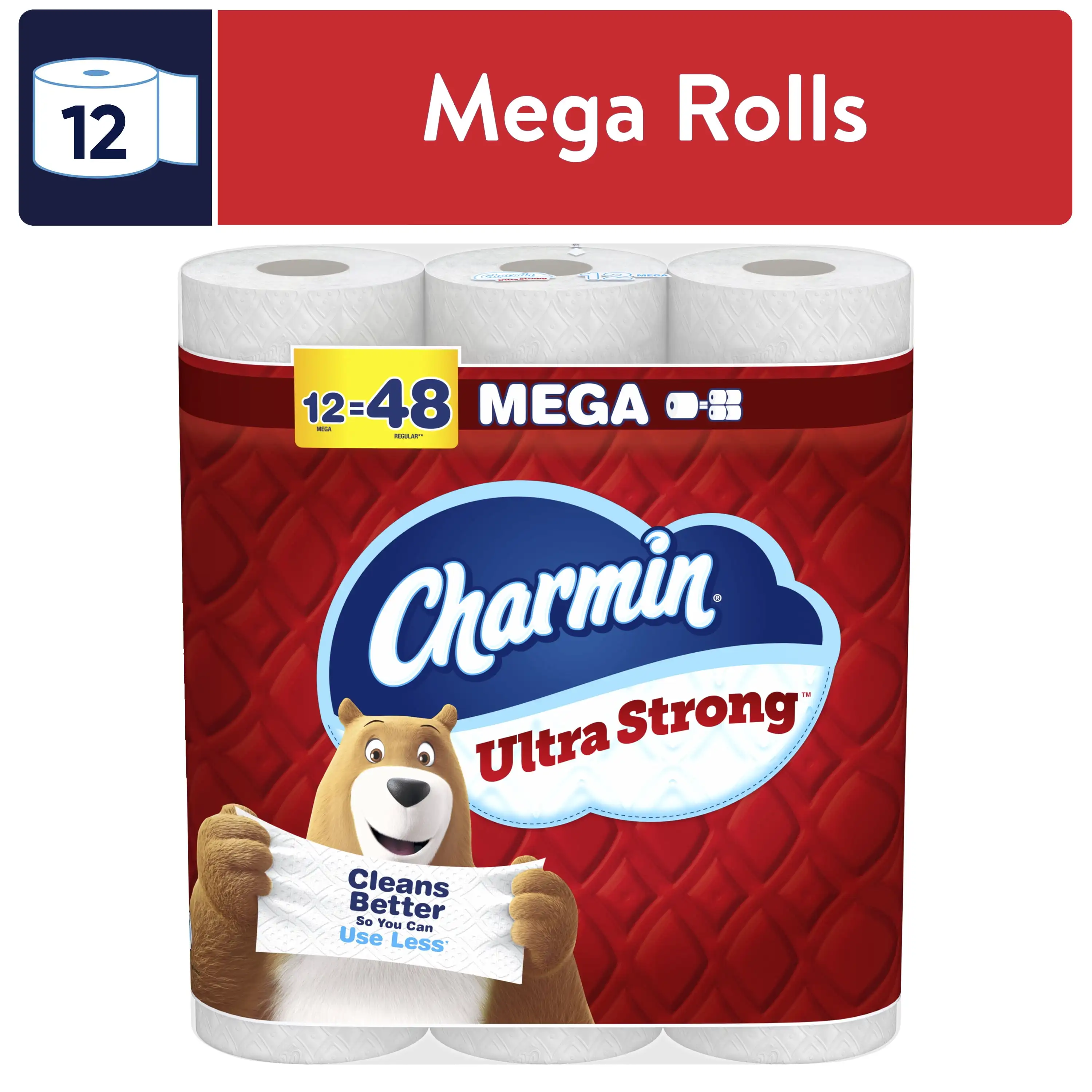 

Charmin Toilet Paper Ultra Strong, 12 Mega Rolls Easy to clean perfect use of soft paper towels suitable for home, hotel, etc