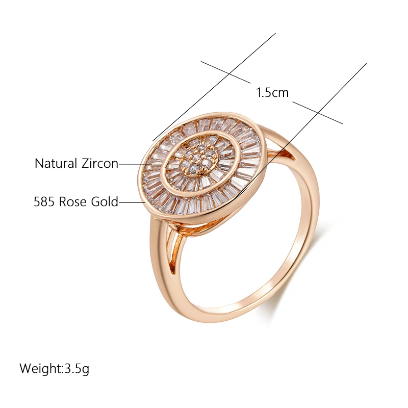 SYOUJYO Shiny Natural Zircon Full Paved Ring For Women 585 Rose Gold Color Retro Setting Bride Wedding Fine Jewelry Gift