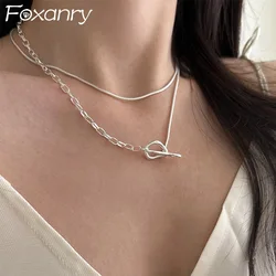 Foxanry Minimalist OT Clasp Necklaces For Women Girls Fashion Classic Personality Temperament Clavicle Chain Party Jewelry Gifts