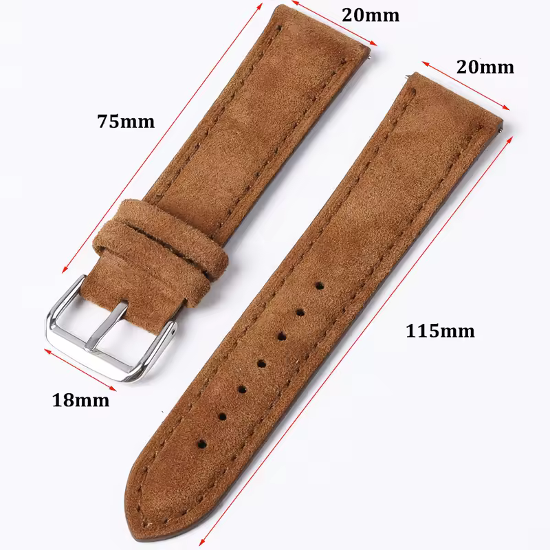 18mm 19mm 20mm 22mm Vintage Suede Cowhide Watch Strap Handmade Watch Band Gray Brown Green Quick Release Bracelet for Men Women - Image 3