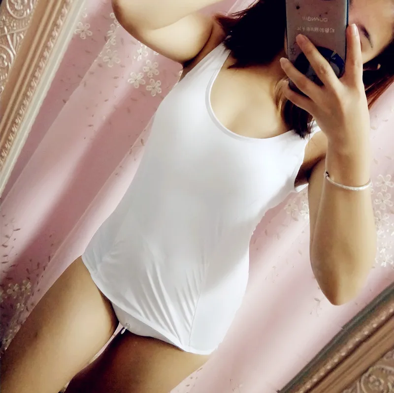 Sexy Zipper Swimsuit for Students Thermal Spa Large Size Swimming Costume Pure Color One-Piece Swimsuit with Fixed Breast Pad