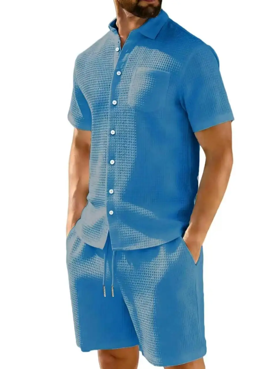 Casual Suit Set Men's Summer Short‑Sleeve Set, Lightweight, Stylish Sports And Fitness Outfit.
