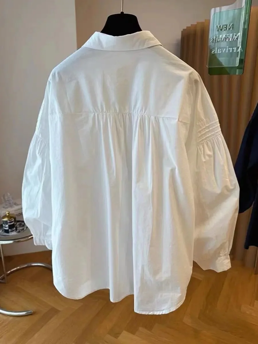 فانوس نسائي مقاس كبير Sve irt أوائل الخريف رقيق فضفاض غير رسمي قماش رقيق كوري Sle طويل Sve...