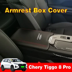 For Chery Tiggo 8 Pro 2024 2023 2022 Car Center Control Armrest Box Microfiber Leather Trim Cover Max Accessories