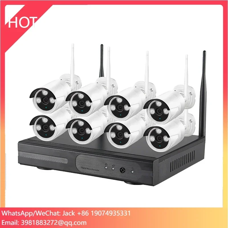 Sistema di telecamere di sicurezza domestica esterna wireless a lungo raggio Telecamere IP da 5 MP Sistema di sorveglianza WiFi 8CH con audio