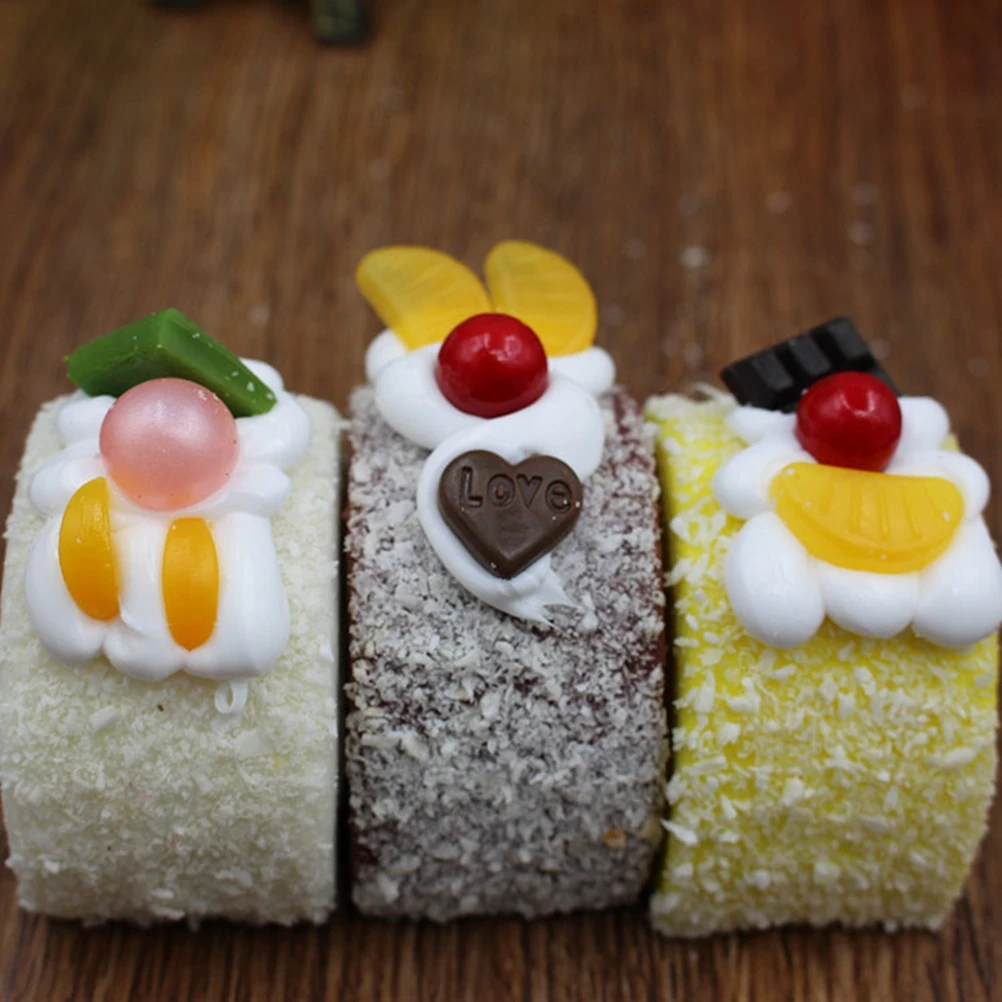 Artificial Cake PU Realistic Bright Color Imitation Dessert Decoration for Home Kitchen Party Office Bakery Photography Props