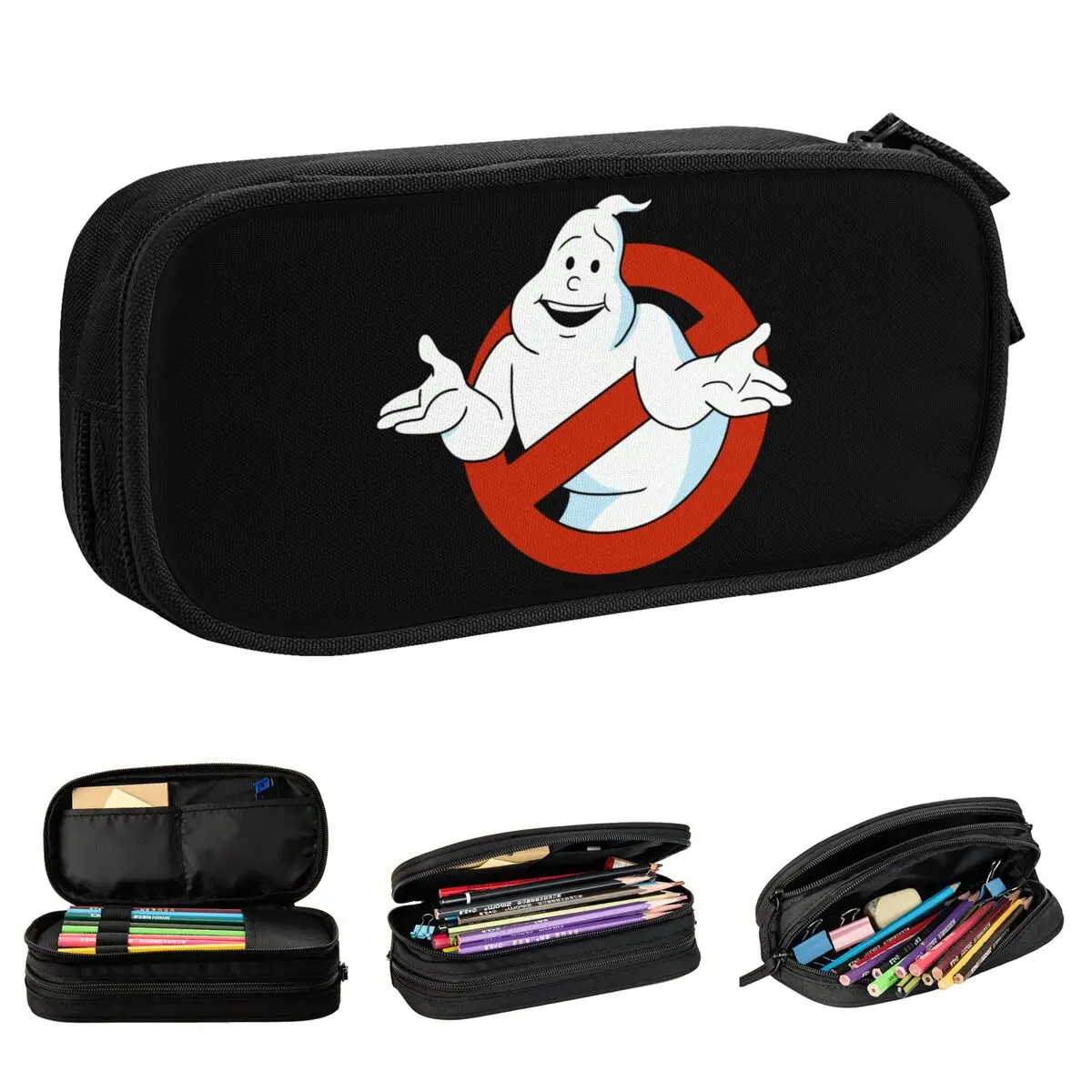 Ghostbusters-Logo Cartoon Pencil Case Pencilcases Pen Holder for Girls Boys Large Storage Bags Students School Gift Stationery