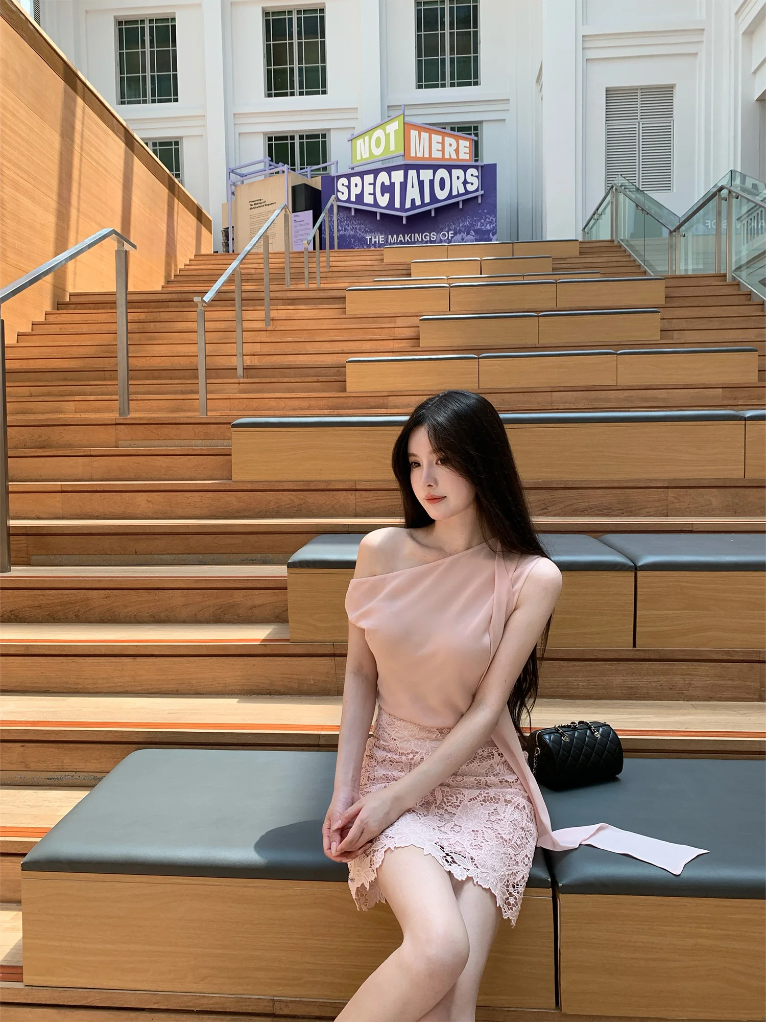 

Элегантный комплект из шифонового топа с кружевной вышивкой в виде лебедя и короткой юбки, коллекция Monday Art Museum, без рукавов, модный комплект для женщин