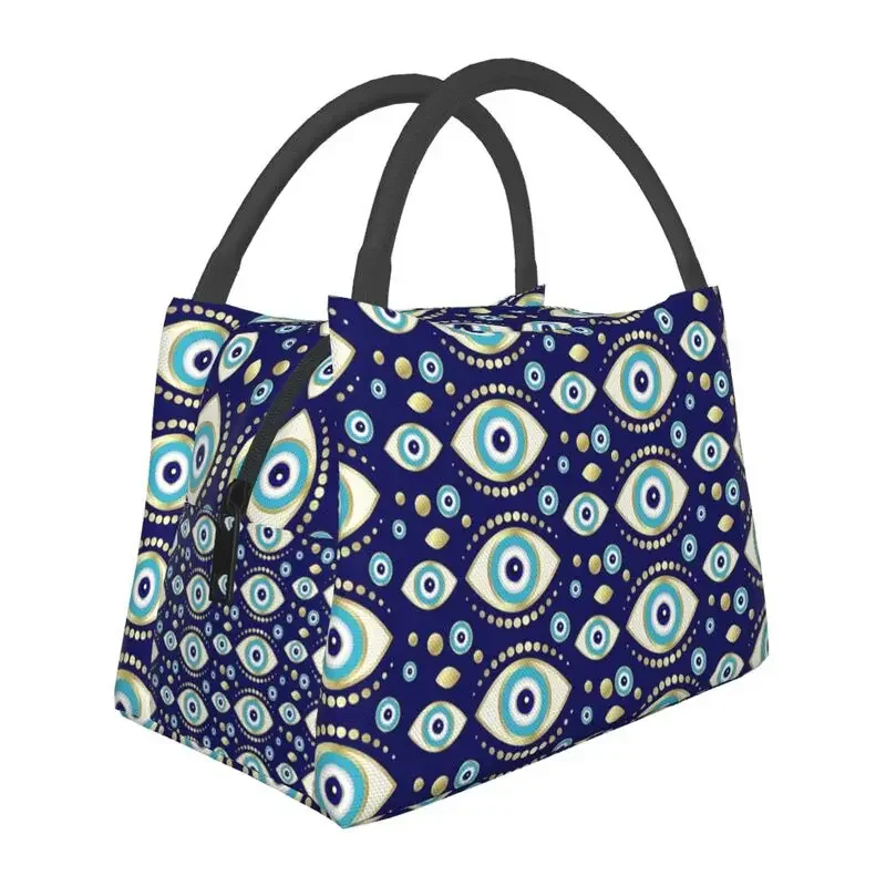 Custom Evil Eye Charm Pattern Lunch Bags Men Women Cooler Thermal Insulated Lunch Boxes for Office Travel Lunchbag