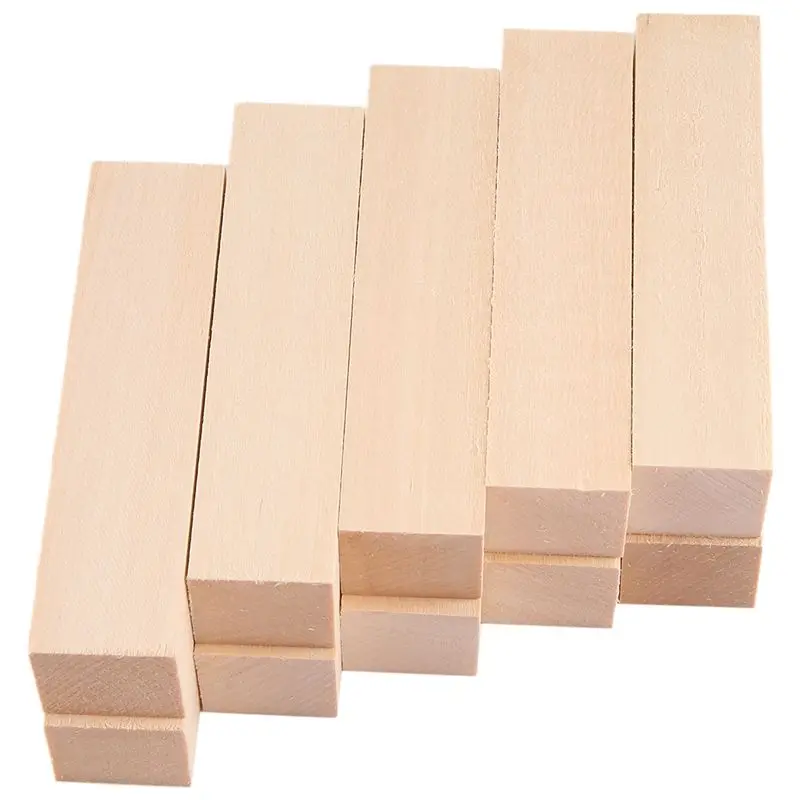 ABKW-Büyük Oyma Ahşap Blokları (10'lu Paket) 4 X 1 X 1 İnç İşlenmemiş Ihlamur Ağacı Proje El Sanatları Seti DIY Hobi Seti Yeni Başlayanlar İçin