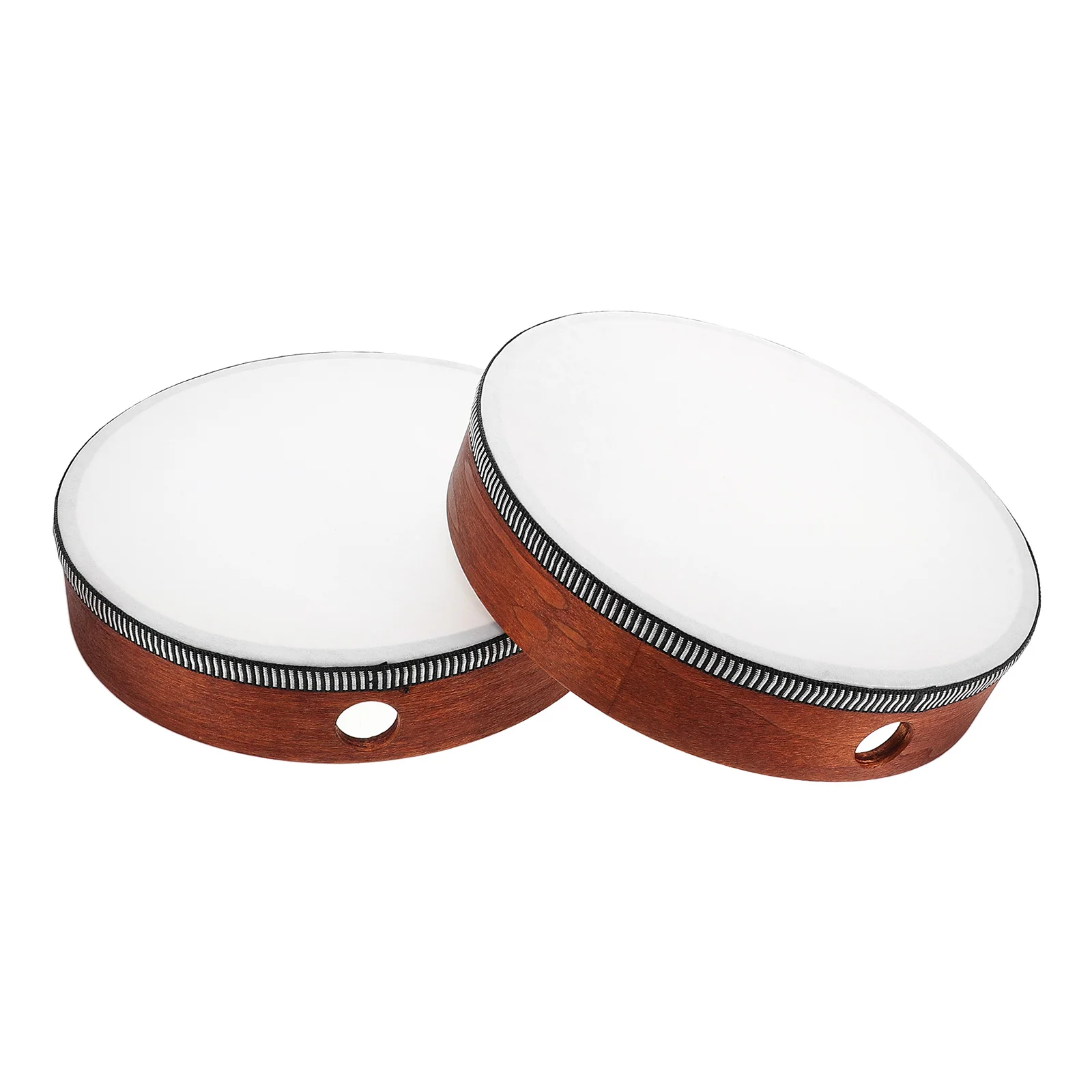 2 Stück 20,3 cm großes Holz-Tamburin-Handschlaginstrument, sorgfältig handgefertigt, vielseitige Verwendung für Anfänger, Musiker
