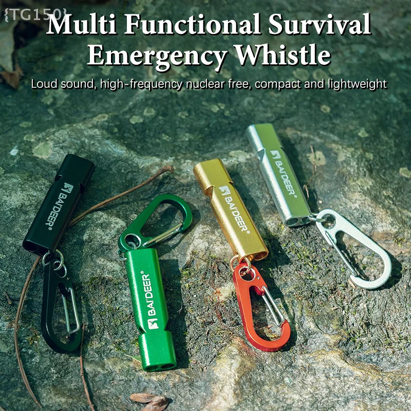 

Outdoor Emergency Safety Whistle, High Decibel Double Pipe Aluminum Alloy Keychain For Camping Survival