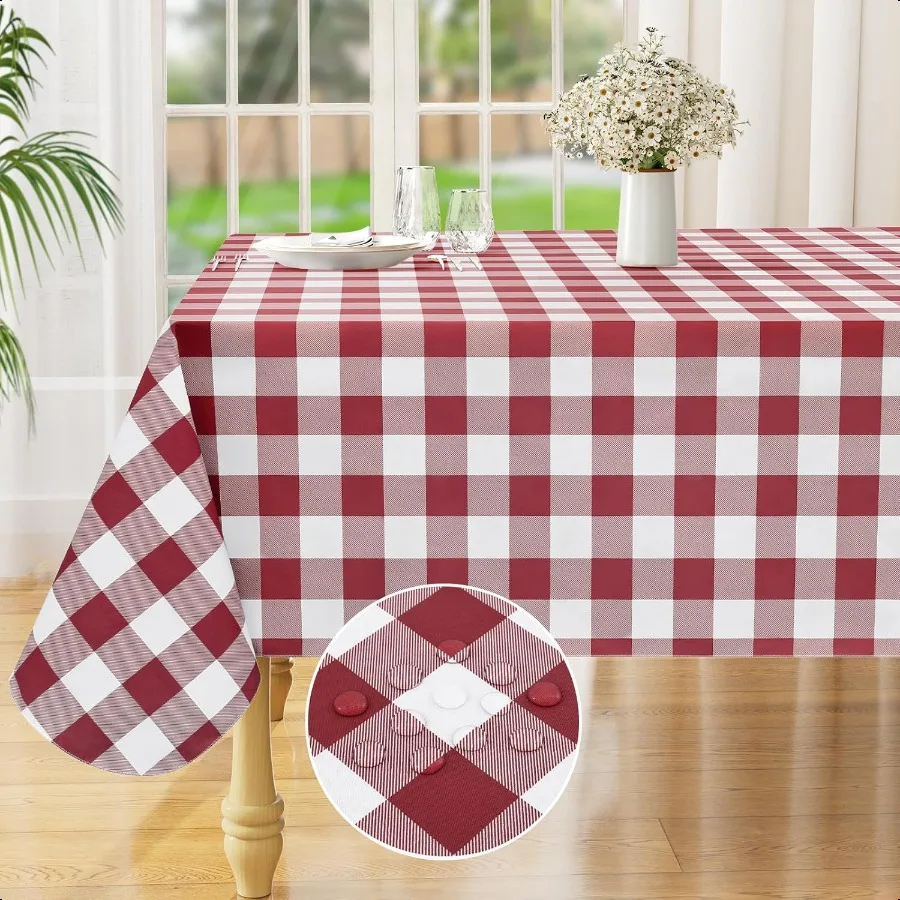 

Rec Waterproof Vinyl Table Cloth Buffalo Flannel Backed Tablecloth Wipeable Plastic Table Cover for Dinner Kitchen Outdoor 60 x
