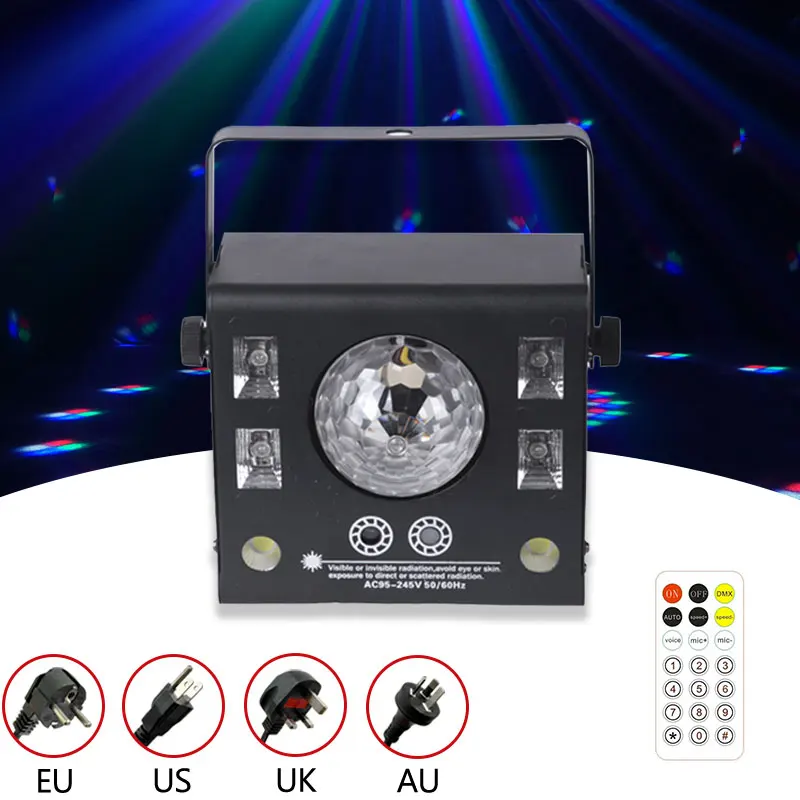 50W Stage Light DMX512 Control 15W Osram 4in1 Lamp Bead Light Laser Strobe Light 0-100% Dimmable Sound Activated Stage Lighting