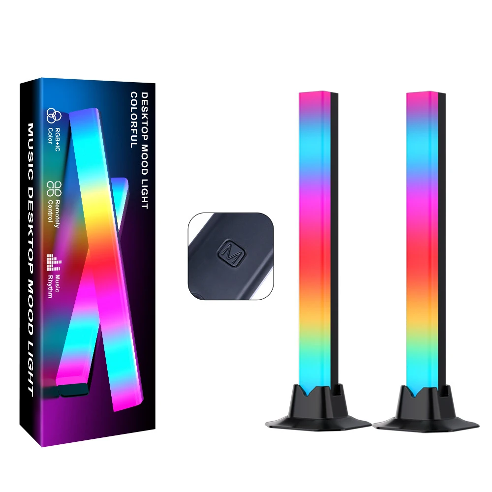 2PCS/Pack 270° RGB Desktop Ambient Light, USB Powered Smart LED Gaming Light Bar,  Remote Control Color Changing Atmosphere Lamp