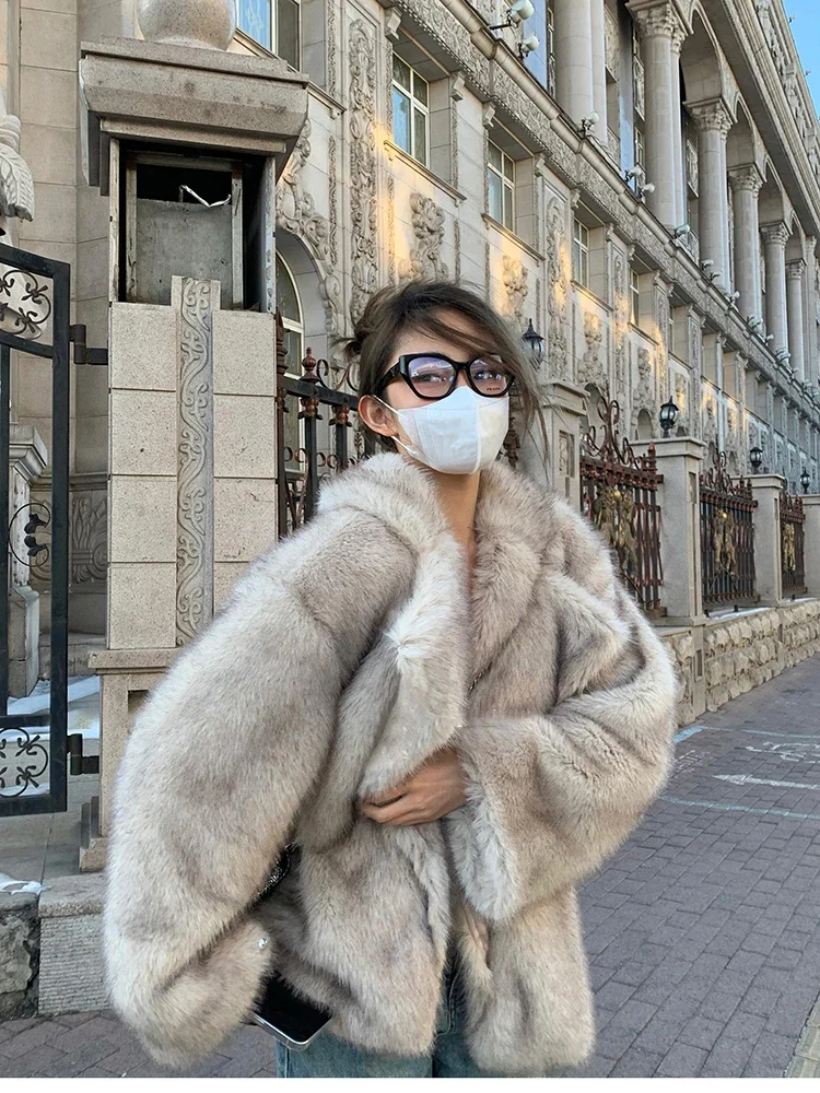 

Winter Loose Casual Thick Warm Soft Hairy Faux Fur Coat Women Luxury Long Sleeve Shaggy Coat Furry Fluffy Jacket Outwear Korean