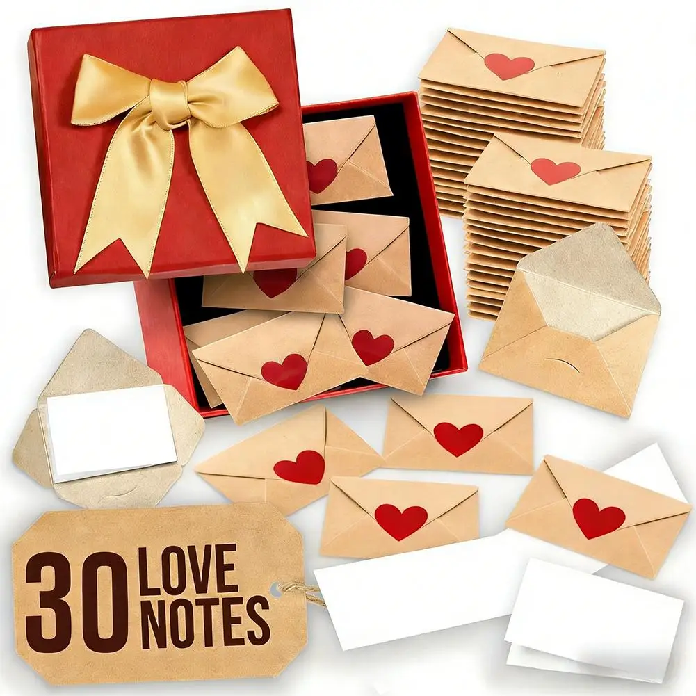 Mini Love Letter Set With Heart Stickers 30/60pcs Love Notes Cards For Weddings Valentine's Day Romantic Gifts For Couple