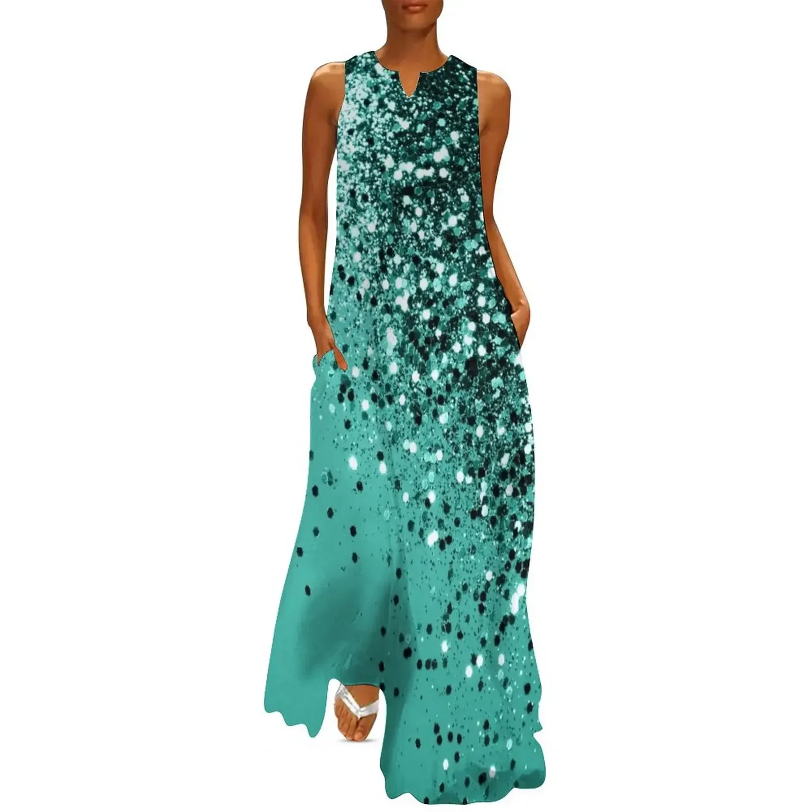 

Sparkling Turquoise Lady Glitter #1 (Faux Glitter) #shiny #decor #art Long Dress summer dresses dresses for women Dress