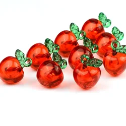 1.4cm 20pcs Transparent Red Apple Shape Acrylic Beads Charm DIY Bracelet Earring Jewelry Materials Holiday Ornament Accessories