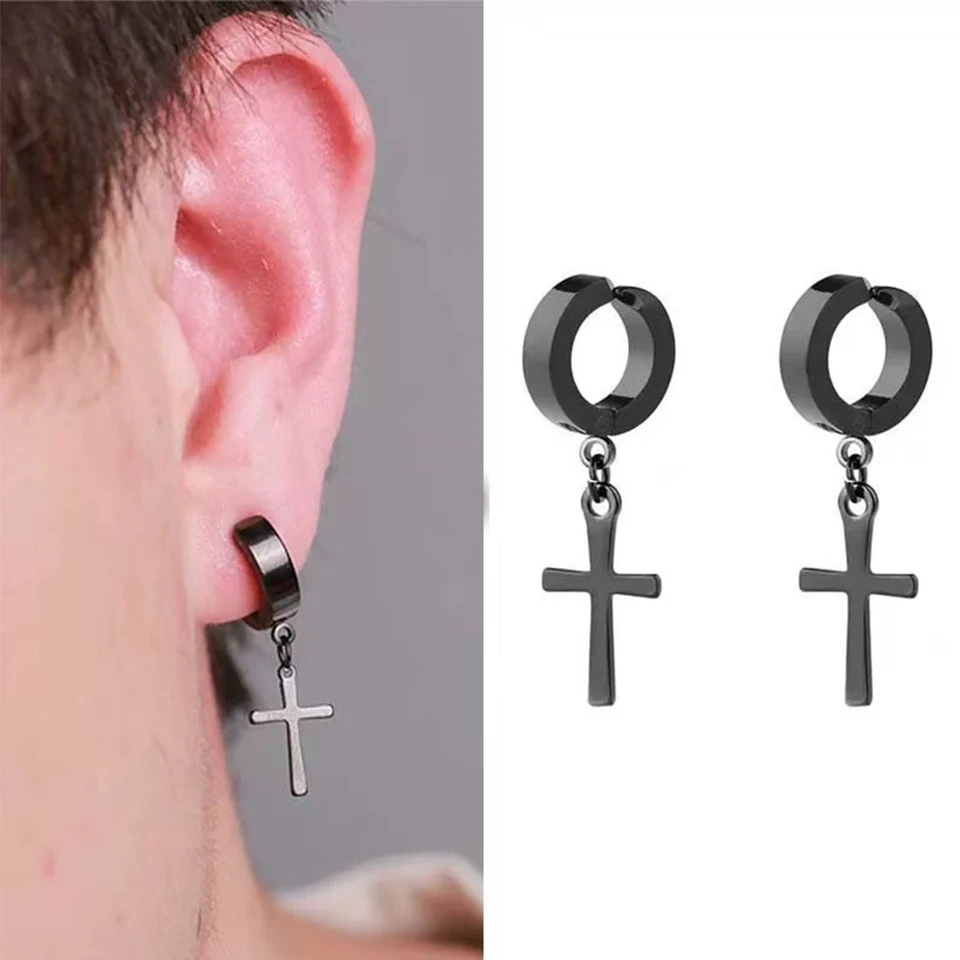 Stainless Steel Magnetic Stud Earrings Gothic Hip Hop Style Non Piercing Clip Ear Stud Unisex Fashion Accessories