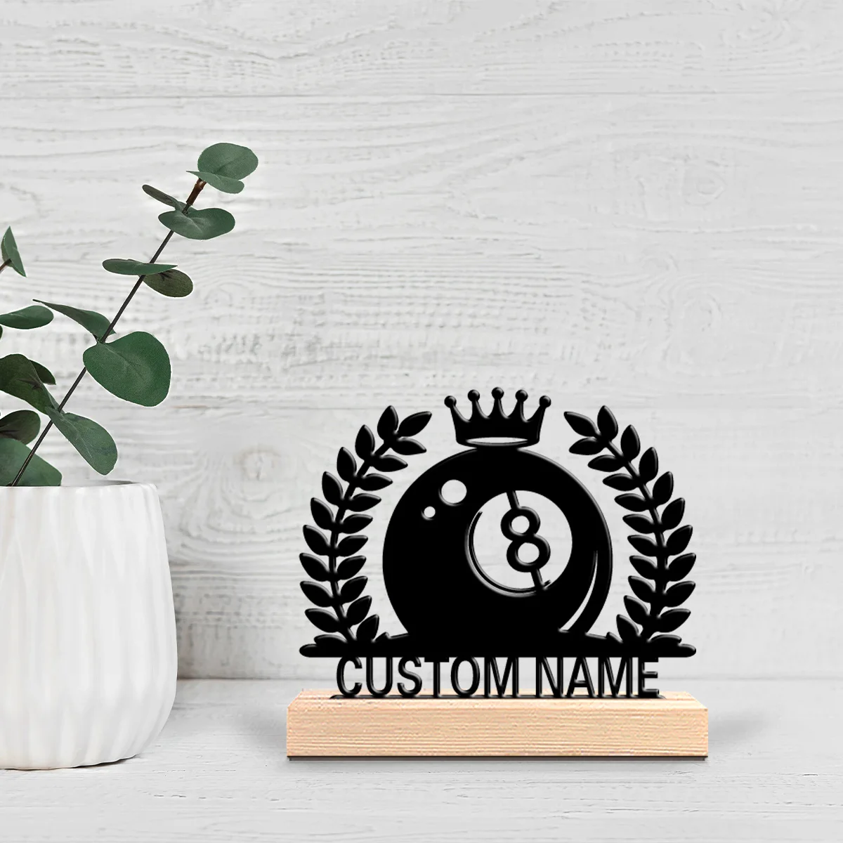 1pc Modern Bowling Customizable Name Metal Statue Art Crafts With Wood Base With Wood Base Study Desktop Decoration