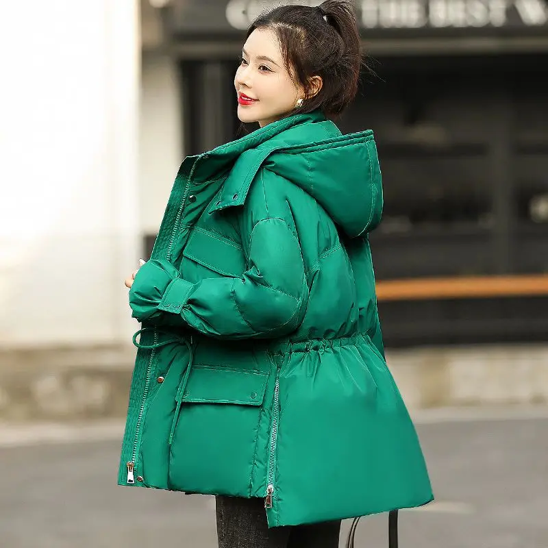 جديد الشتاء مقنعين سترات دافئة المرأة أسفل معطف القطن غير النظامية رقيق الخصر معطف فضفاض معطف القطن