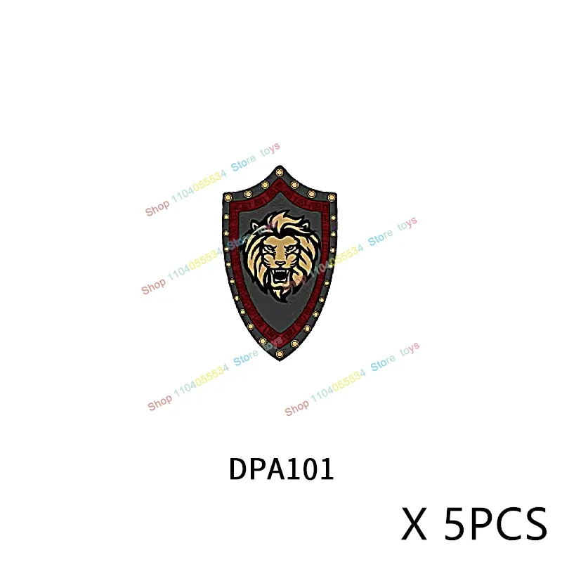 Blocs de construction accessoires bouclier créatif guerrier médiéval figurines modèle d'arme bricolage jouets pour enfants cadeaux PJT060 5 pièces