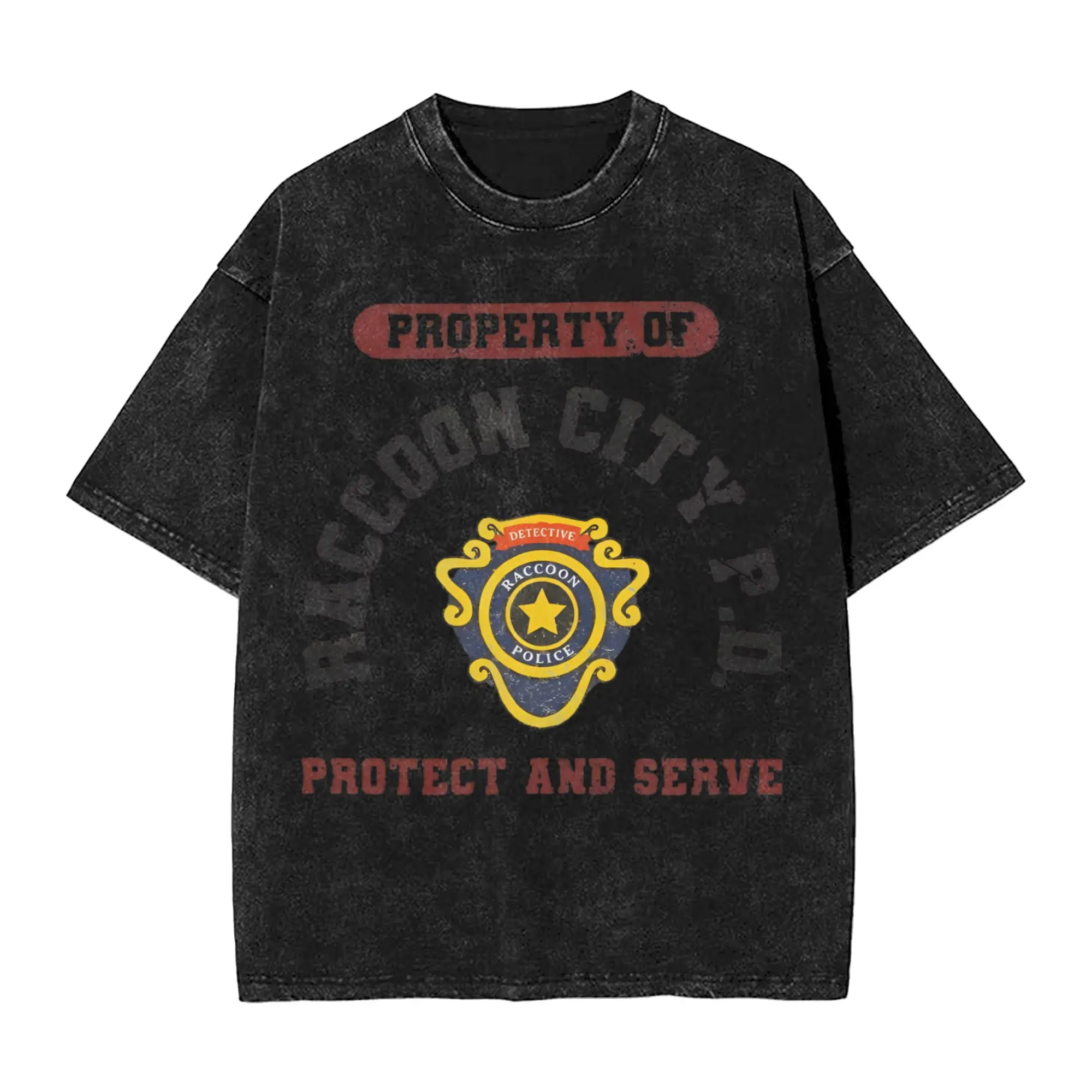 Washed T Shirts Property of Raccoon Police Department T-Shirts RPD  Streetwear 100% Cotton Graphic Tops Tops Tees for Men Women