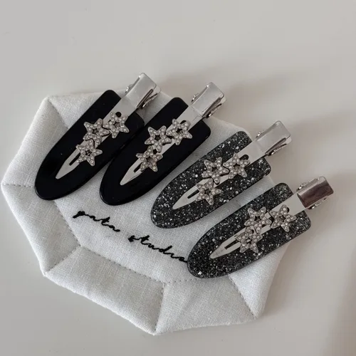 Imagen 2 del producto Pasadores de estrella de diamante Flash, clip para el cabello sin costuras, flequillo de moda retro, horquilla, accesorios para el cabello, maquillaje de ácido acético