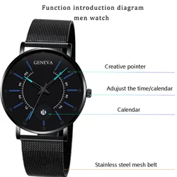 Reloj militar para hombre, nuevo reloj de negocios a la moda, correa de malla, de cuarzo, clásico, creativo, con calendario