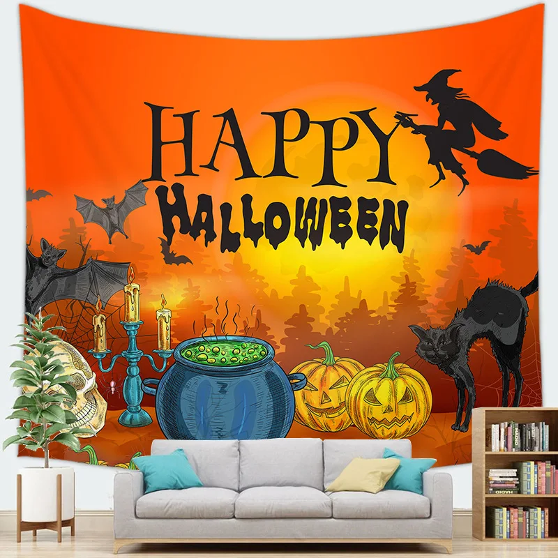 

Halloween Ghost Castle digital-printed polyester tapestries living rooms bedrooms macrame wall hanging room decor aesthetic