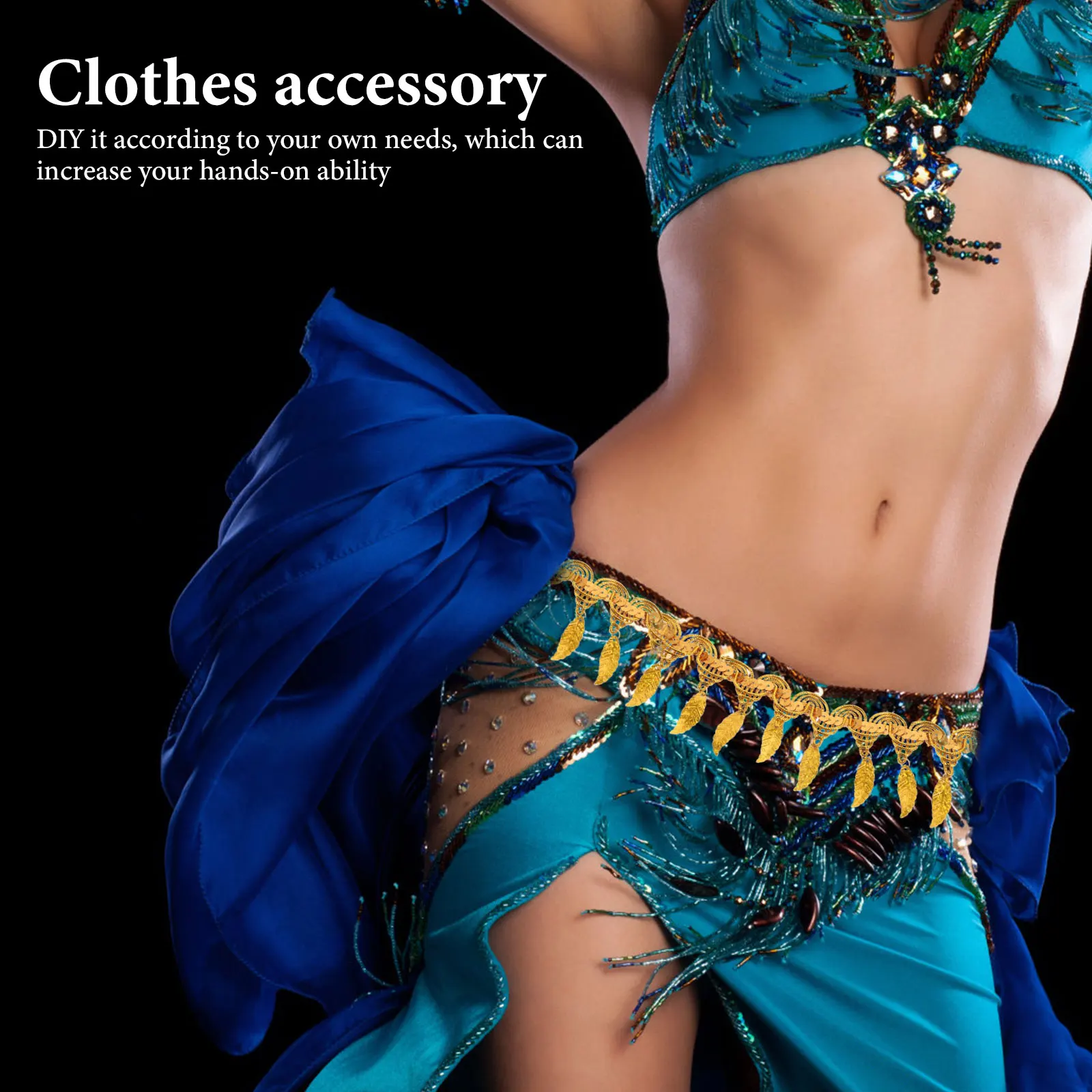 

Leaf Shape Sequin Trim Costume Accessories Cuttable Polyester Craft Sparkling Fringe Wear Resistant Replaceable Clothes